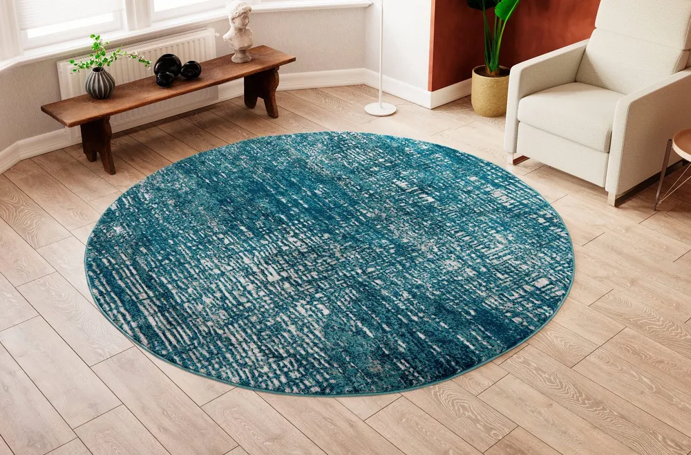 Covor rotund »Ariano« cu model vintage 3D, aspect modern, albastru 190 cm
