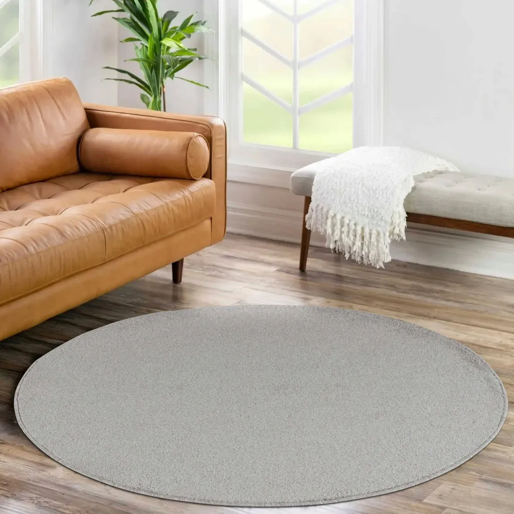 Covor rotund frisee cu fir scurt MALAGA crem 160 cm diametru