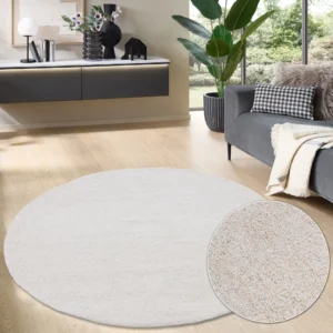Covor rotund »Gabbeh uni« din lână pură crem 190 cm