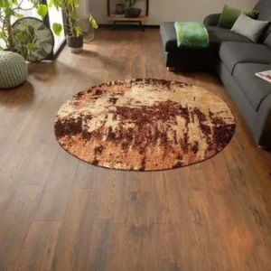 Covor rotund Hannes cu fire lungi, culoare terra, 190 cm