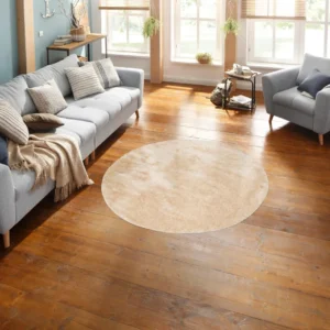 Covor rotund »Micro Soft Ideal« foarte moale si pufos, crem 140 cm