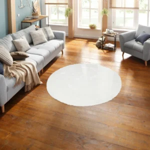 Covor rotund „Mikro Soft Super” moale si pufos, alb 140 cm diametru