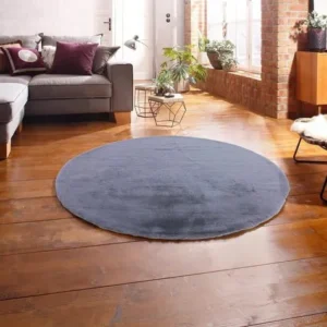 Covor rotund Mombert foarte pufos gri, 160 cm diametru