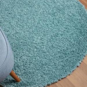 Covor rotund MyShaggy foarte moale si pufos albastru 100 cm