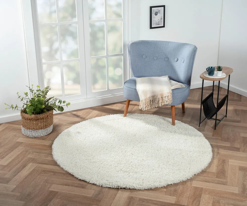 Covor rotund MyShaggy foarte moale si pufos crem 120 cm