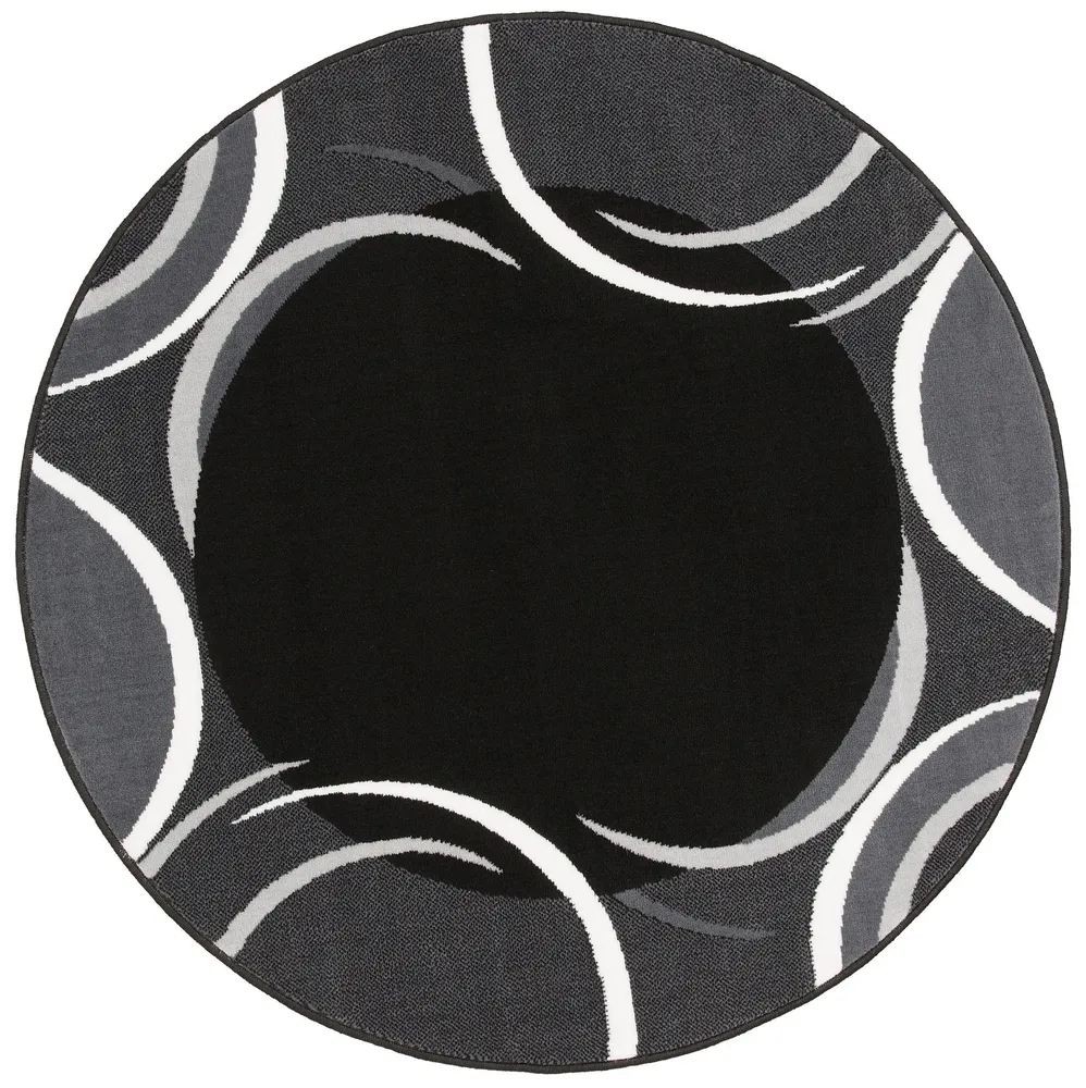Covor rotund Noah cu fire scurte, model geometric gri 160 cm