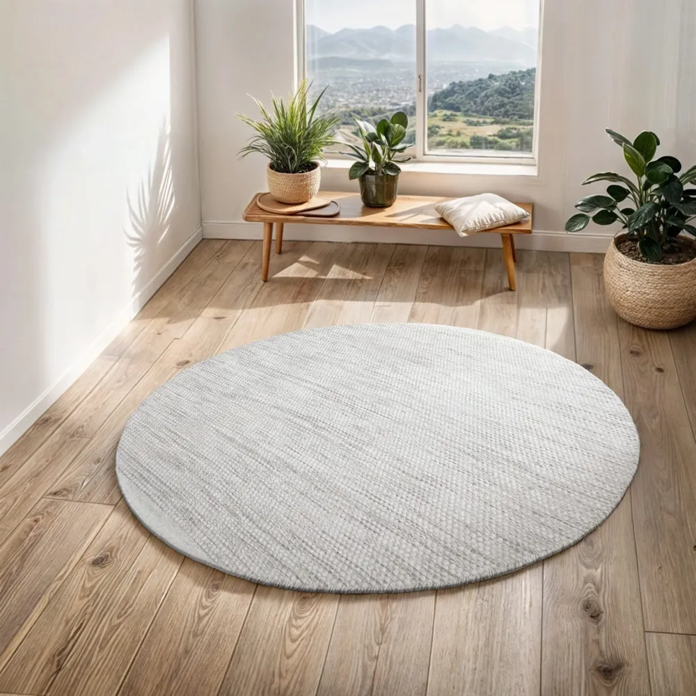 Covor rotund reversibil din lână Woolydream tesut manual 100 cm