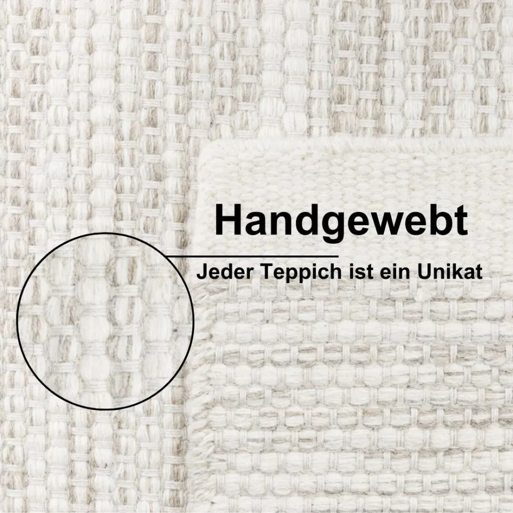 Covor rotund reversibil din lână Woolydream tesut manual 100 cm
