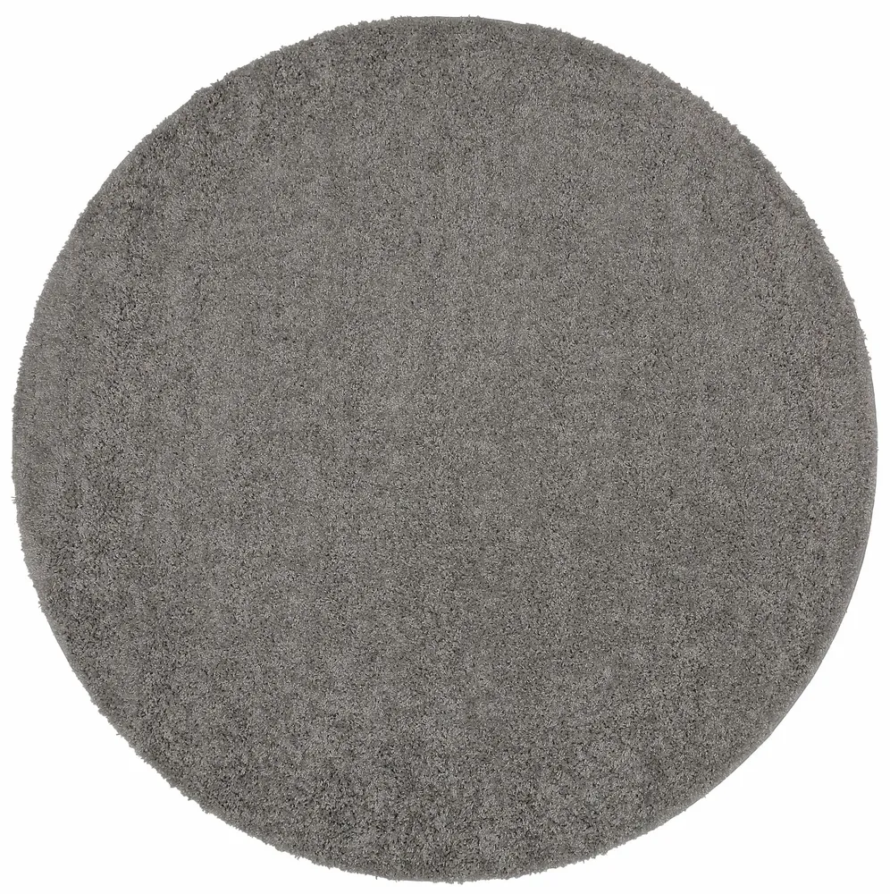 Covor rotund Shaggy Bodrum cu fir lung pufos, gri 140 cm