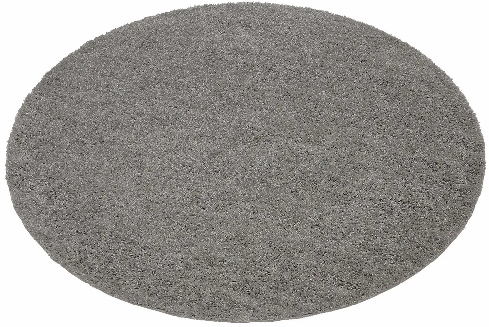 Covor rotund Shaggy Bodrum cu fir lung pufos, gri 140 cm