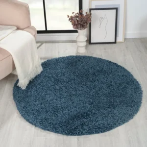 Covor rotund »My Shaggy« foarte pufos albastru 100 cm diametru