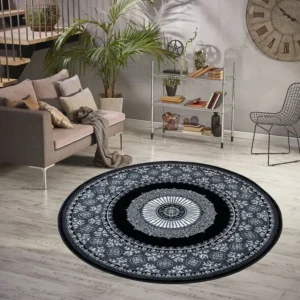 Covor rotund »Shari« cu model oriental, gri, 190 cm diametru