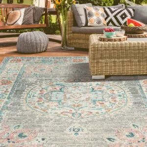 Covor Salsa de exterior si interior verde cu tesatura plata 140x200 cm
