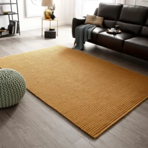 Covor Sanara impletit manual cu tesatura plata, culoarea mustar 120x170 cm