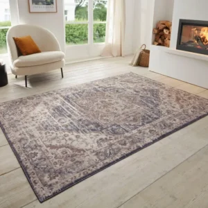 Covor Sand cu fire scurte model oriental vintage crem-albastru 160x235 cm