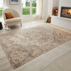 Covor Sand cu fire scurte model oriental bej-maro 80x120 cm