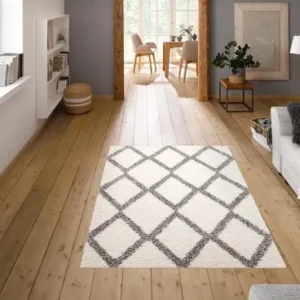 Covor Shaggy Linz cu fir lung, alb cu gri foarte moale 160x230 cm