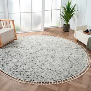 Covor shaggy marocan Rockface cu franjuri, 190 cm diametru