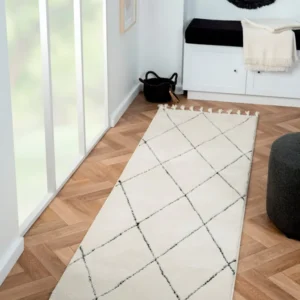 Covor Shaggy Moroccan Pattern moale si pufos, 80x250 cm