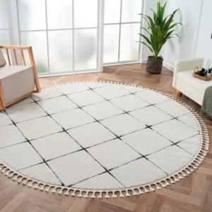 Covor Shaggy Moroccan Square rotund, moale si pufos, 240 cm diametru