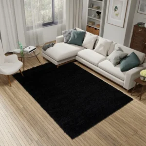 Covor shaggy Viva negru cu fire lungi foarte pufos 160x230 cm