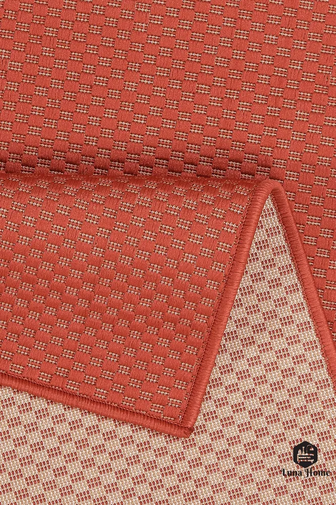 Covor sisal sintetic, roșu cu tesatura plata 280x390 cm