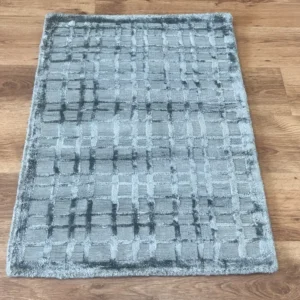 Covor Soley din viscoza si bumbac, gri lucios 60x90 cm