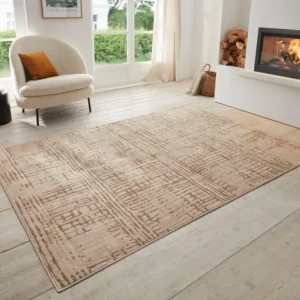 Covor Terrain cu fir scurt, design geometric vintage, 200x280 cm