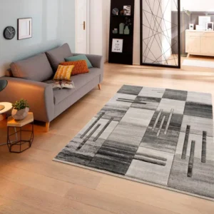Covor traversă »Beliz« cu model 3D gri, cu fire scurte, 60x90 cm