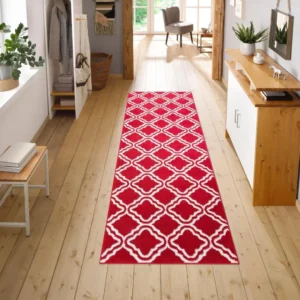 Covor traversă Debora roșu cu model grafic 90x250 cm
