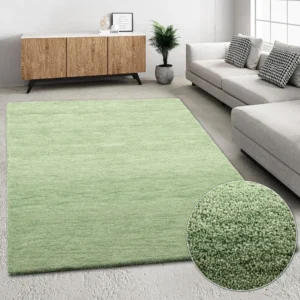 Covor traversă »Gabbeh uni« din lână pură verde 80x150 cm