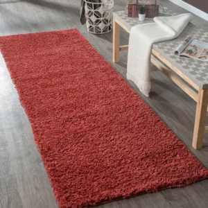 Covor traversă MyShaggy foarte moale si pufos bordo, 80x250 cm