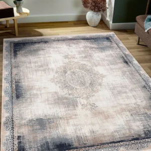 Covor traversă Rodin vintage oriental cu fire scurte albastru 80x300 cm