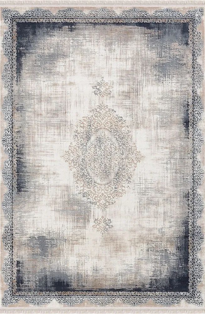 Covor traversă Rodin vintage oriental cu fire scurte albastru 80x300 cm