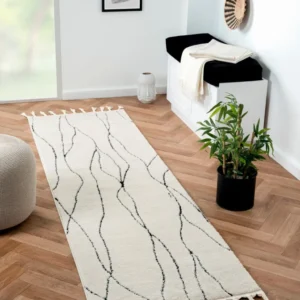 Covor traversă Shaggy Moroccan Handwrite, moale si pufos, 80x250 cm