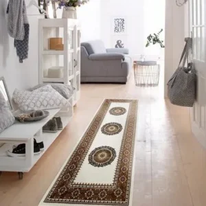 Covor traversă Shari cu design oriental crem 80x250 cm