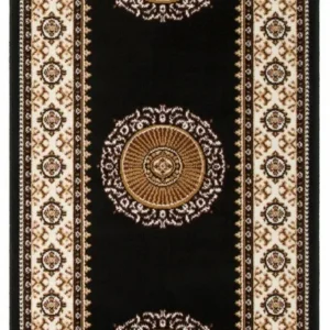 Covor traversă Shari cu design oriental negru 80x250 cm