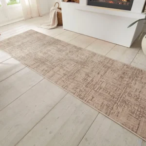Covor traversă Sole cu fire scurte crem, model cu aspect vintage 80x200 cm