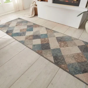 Covor traversa Bakke cu fire scurte model oriental crem 80x200 cm