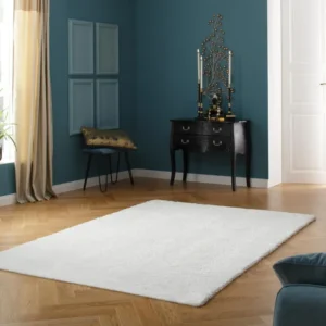 Covor traversa Floris cu fire lungi, foarte pufos, alb 80x150 cm