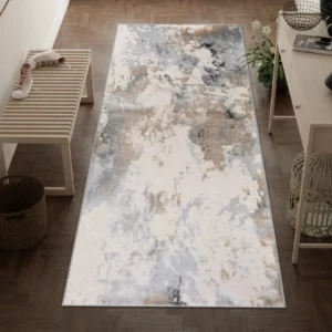 Covor traversa Hamar cu aspect de marmura gri 90x250 cm