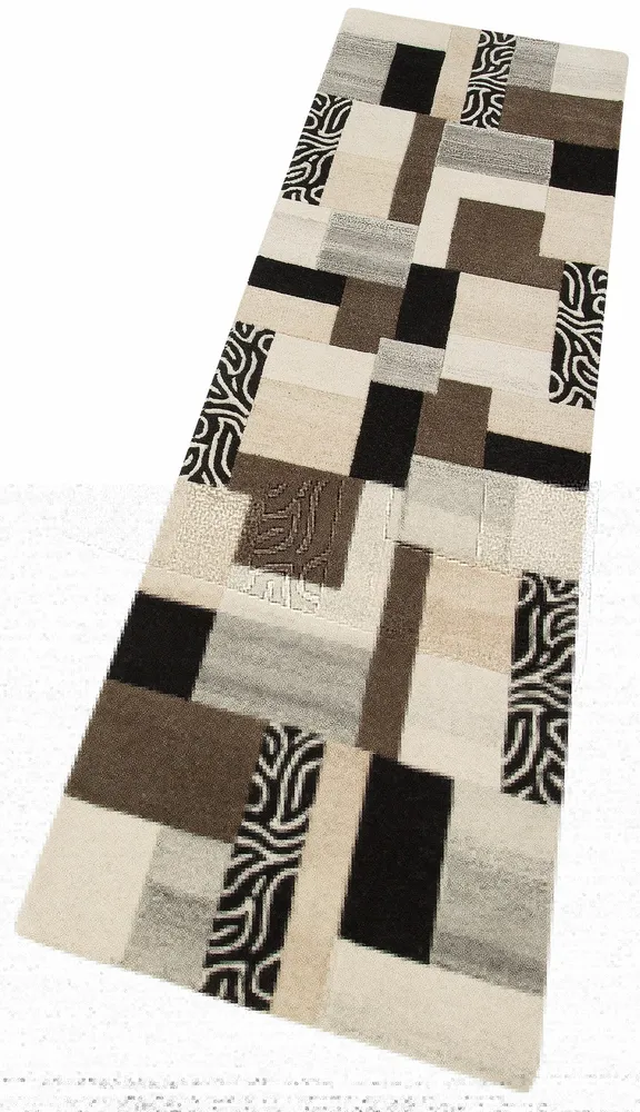 Covor traversa »Lola« din lână pură, design modern mozaic 67x230 cm