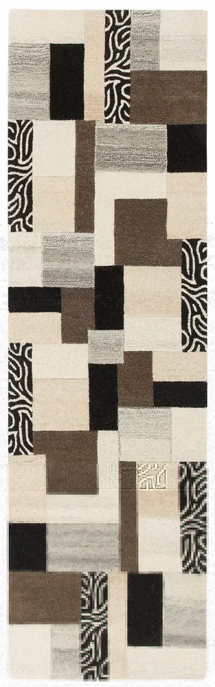 Covor traversa »Lola« din lână pură, design modern mozaic 67x230 cm