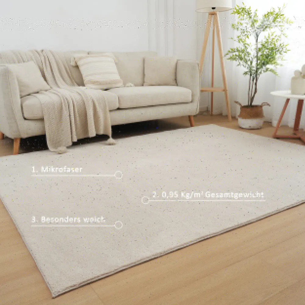 Covor traversa pufos Cali Light crem din microfibra 180x230 cm