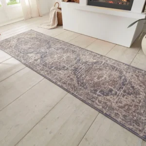 Covor traversa Sand cu fire scurte model oriental crem 80x200 cm