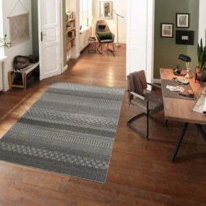 Covor Wisconsin cu fir scurt gri cu aspect berber 70x140 cm