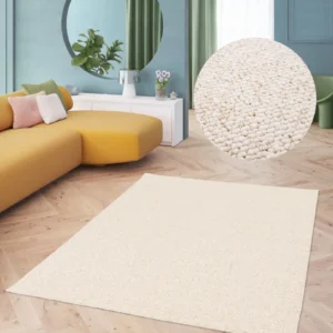 Covor Wohlde cu aspect de lână, model cu noduri crem 80x150 cm