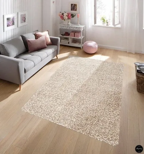 Covor Wooly din lână, bej si crem cu fire groase 300x400 cm