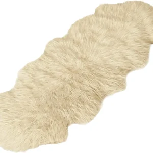 Covoras din blana naturala de oaie, alba 195*75 cm