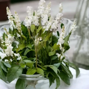 Crenguta liliac, Fibre artificiale, Alb/Verde, 60 cm